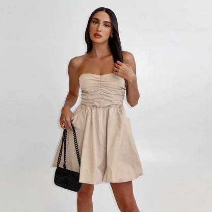 Izabel - Strapless mini jurk met zakken