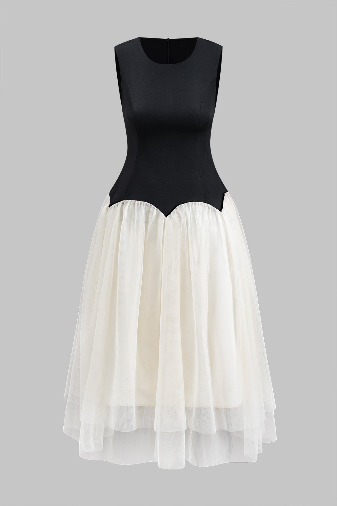 Vera - Mouwloze midi-jurk met rits en ruches