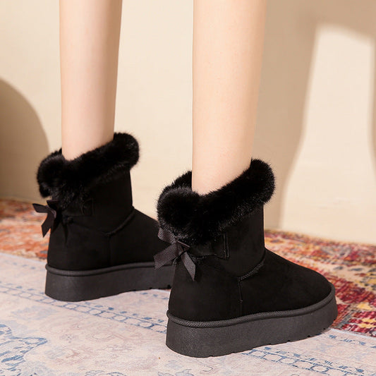 Winter enkellaarsjes voor dames met strik en thermovoering - Bianka