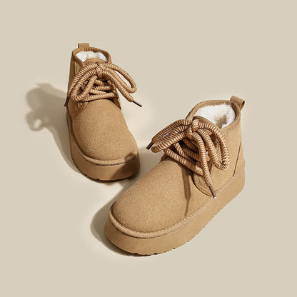 Dameslaarzen met een pluche omslageffect - Lanyra