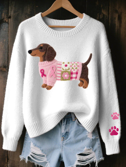 Damestrui met ronde hals en grafisch ontwerp - Halen