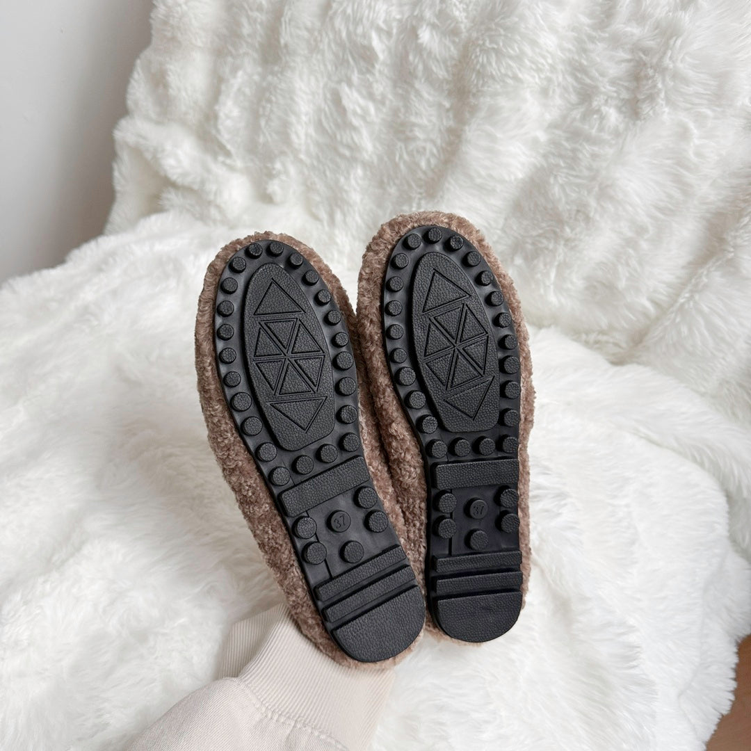 Damespantoffels van pluche met omslagafwerking - Ylva