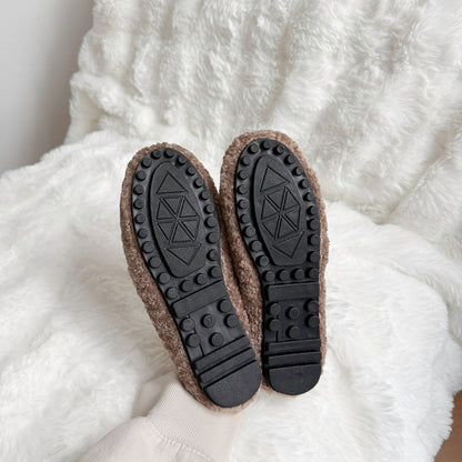 Damespantoffels van pluche met omslagafwerking - Ylva