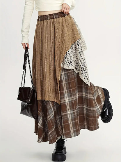 Asymmetrische lange trapeze rok, elegant en modern, perfect voor een trendy, vrouwelijke look