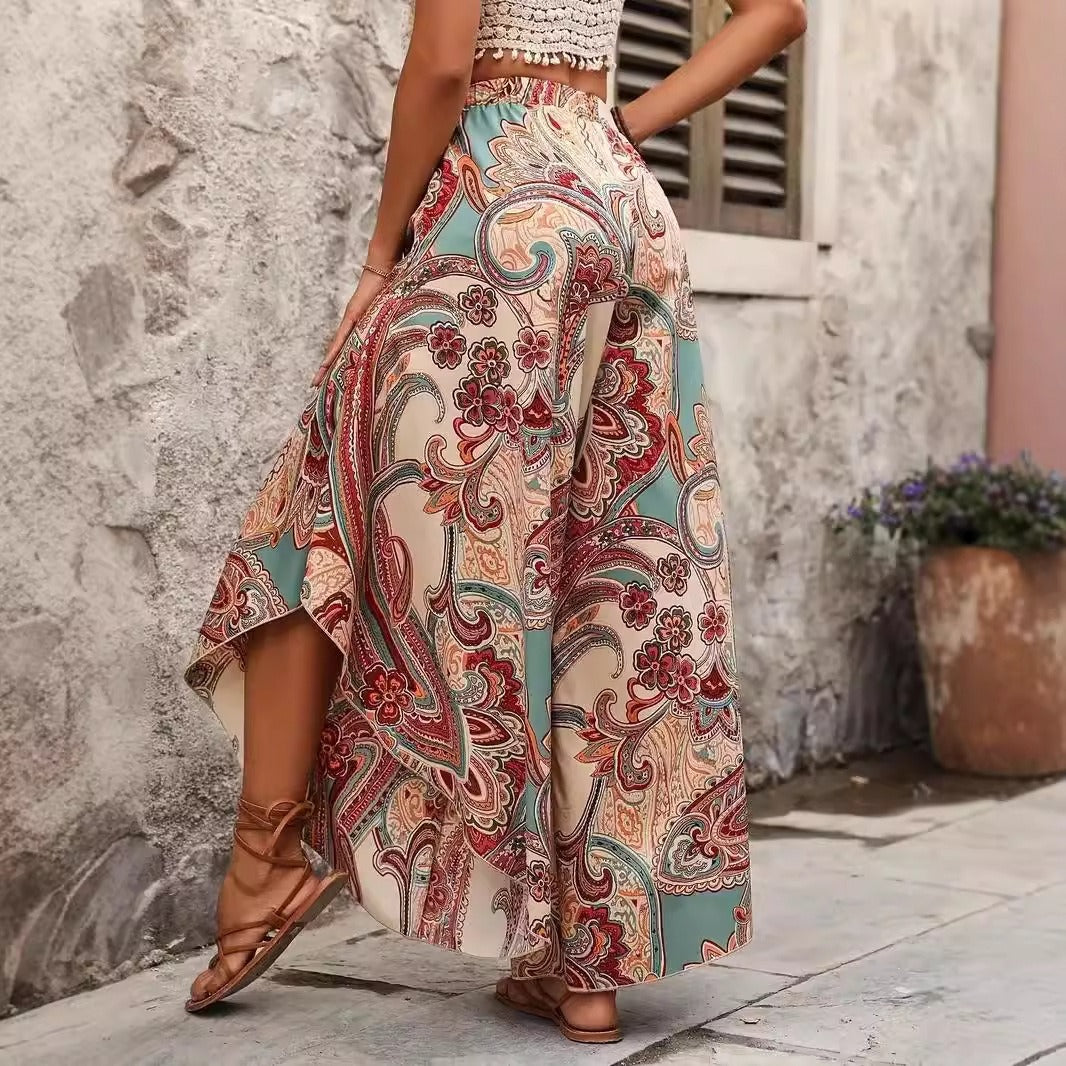 Damesbroek met wijde bohemian print - Diana