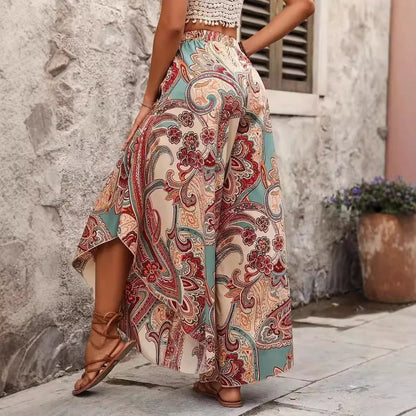 Damesbroek met wijde bohemian print - Diana