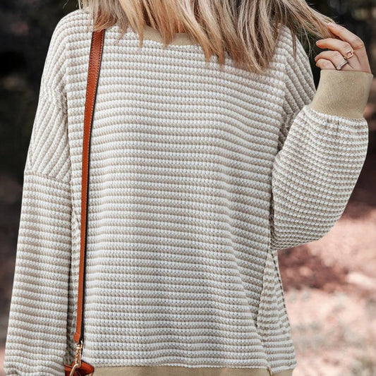 Sweater met gestreepte textuur en elastische boorden voor dames - Elina