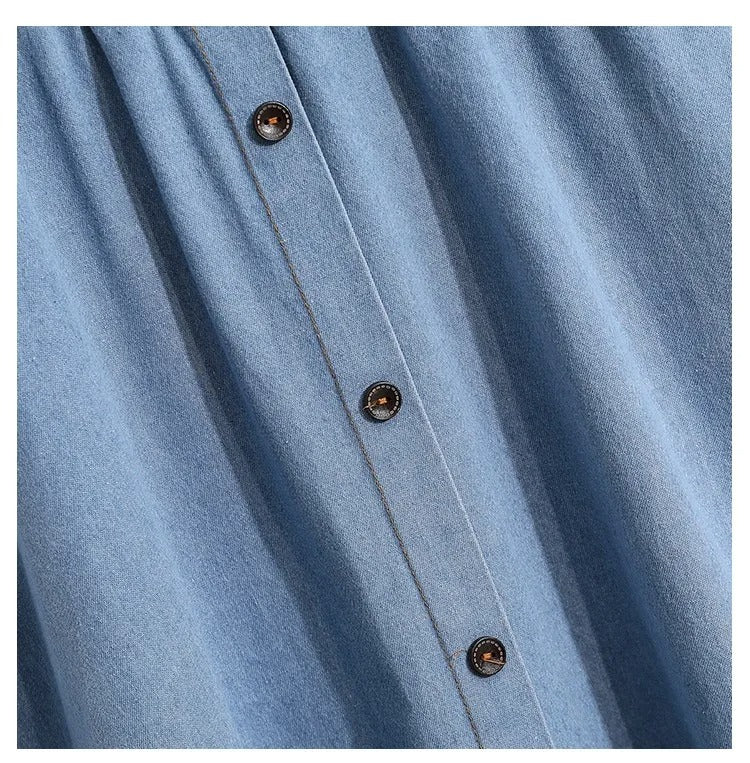 Dames midirok denim elastiek met knopen - Renata