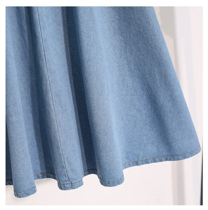 Dames midirok denim elastiek met knopen - Renata