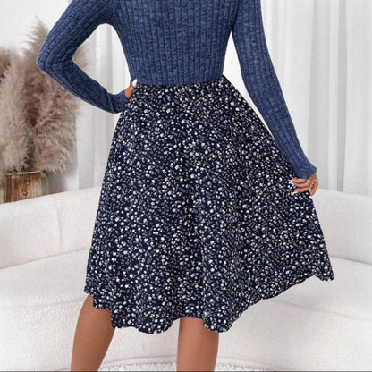 Gebloemde midi uitlopende rok met hoge taille - Dalia