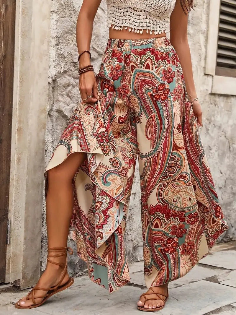 Damesbroek met wijde bohemian print - Diana