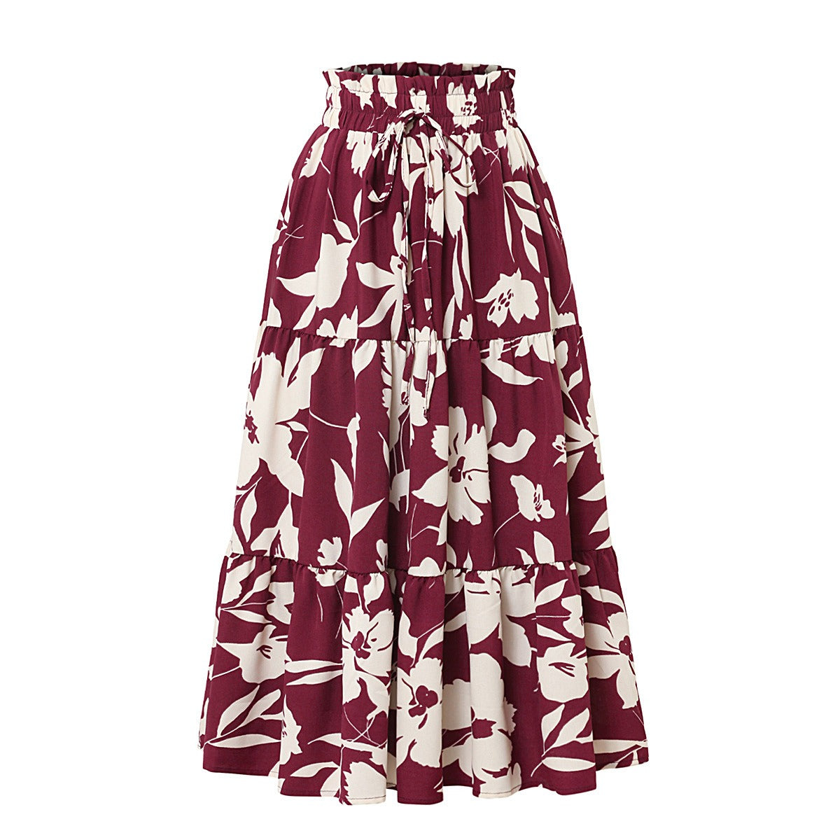 Dames midirok met plooi en bloemenprint - Camila
