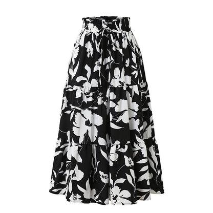 Dames midirok met plooi en bloemenprint - Camila