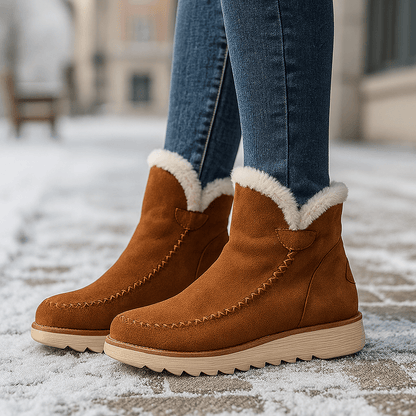 Enkellaarsjes voor dames met pluche-effect - Olyane