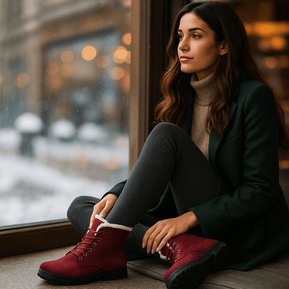 Enkellaarsjes voor dames met pluche-effect - Lirenne