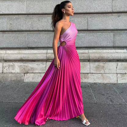 Whitney - Groothandel Kleurverloop Geplooide Jurk