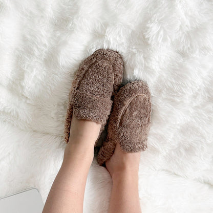 Damespantoffels van pluche met omslagafwerking - Ylva