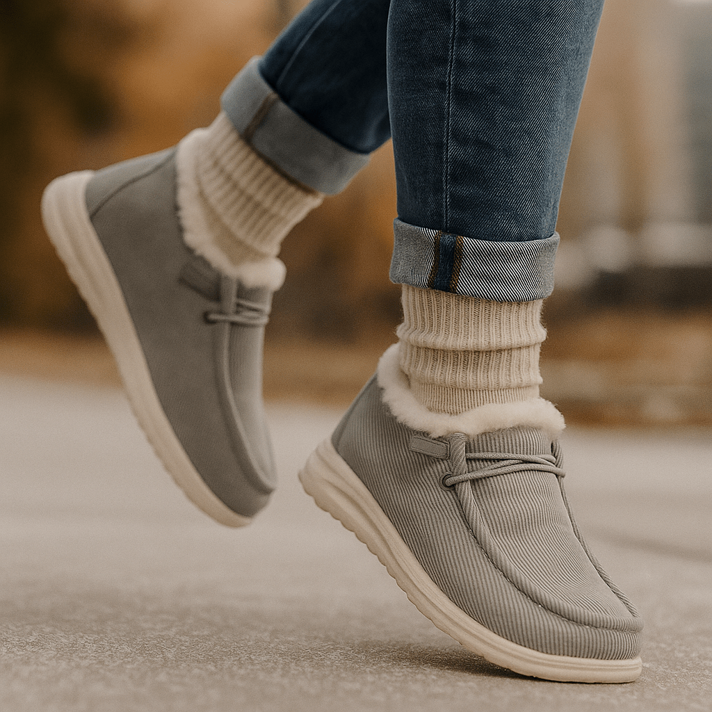 Mocassin enkellaarsjes met pluche voering - Cerine