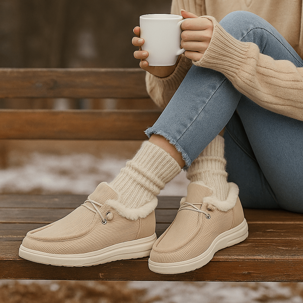 Mocassin enkellaarsjes met pluche voering - Cerine