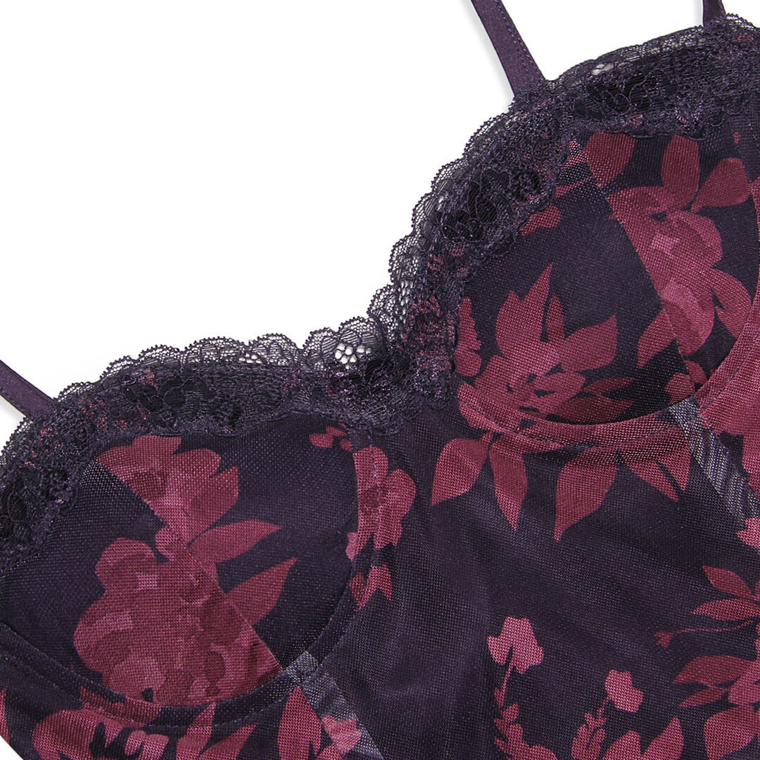 Daphne - Vintage Maxi jurk met bloemenprint en gaaspanelen op de rug